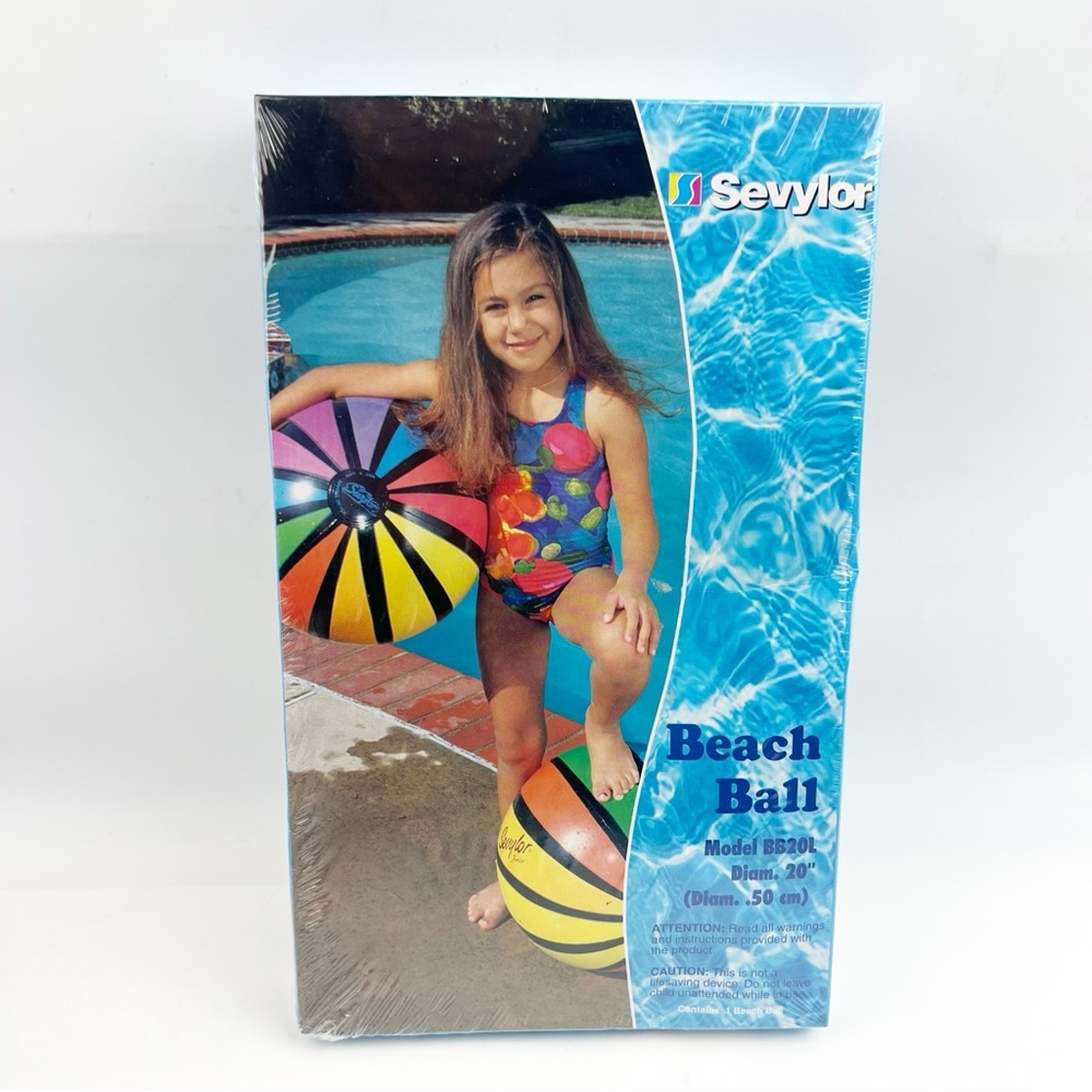 Vintage Sevylor 20 Inch Multi Color Beach Ball Striped Pool Summer New *Read